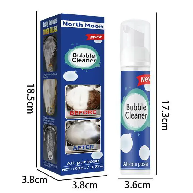 Alt view image 2 of 4 - 100ML X 1PCS Bubble Cleaner Foaming Heavy Oil Stain Cleaner,Best Multi Purpose Degreasing Foam, Stubborn Grease & Grime Remover Spray, All Purpose Cleaning Solution for Kitchen, Oven, Stove, Grill (1)