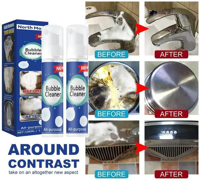 Alt view image 4 of 4 - 100ML X 1PCS Bubble Cleaner Foaming Heavy Oil Stain Cleaner,Best Multi Purpose Degreasing Foam, Stubborn Grease & Grime Remover Spray, All Purpose Cleaning Solution for Kitchen, Oven, Stove, Grill (1)