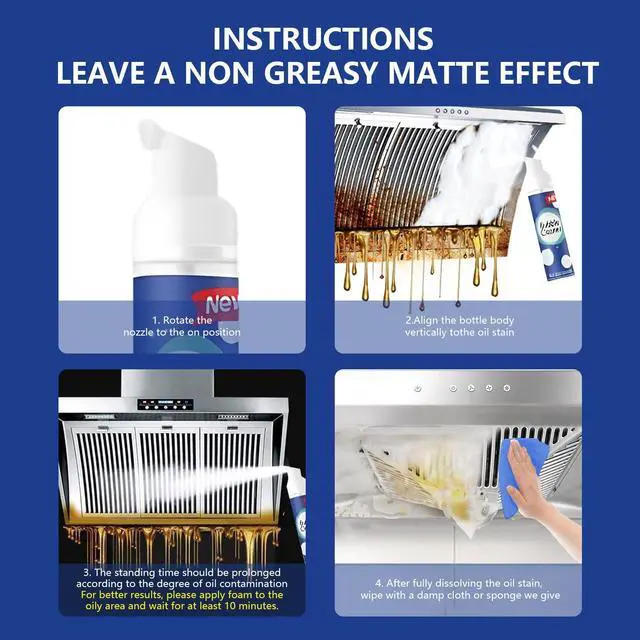 Alt view image 5 of 6 - (100ML*3PCS) Bubble Cleaner Foam,Foaming Heavy Oil Stain Cleaner,All-Purpose Rinse-free Cleaner Spray,Kitchen Deep Cleaning Spray,Powerful Stain,Stubborn Grease & Grime Remover Bubble Spray