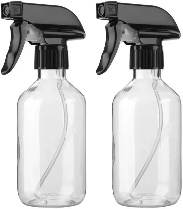 Main image of 2-Pack Leakproof Spray Bottles (300ml/10oz) - Adjustable Nozzle for Fine Mist & Jet Stream | Premium Refillable Plastic Bottles for Hair Styling, Plant Misting, Cleaning Solutions (Clear)