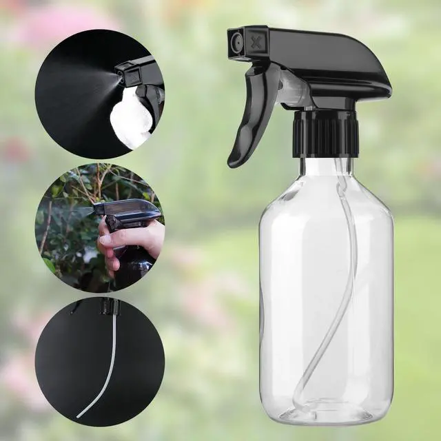 Alt view image 4 of 6 - 2-Pack Leakproof Spray Bottles (300ml/10oz) - Adjustable Nozzle for Fine Mist & Jet Stream | Premium Refillable Plastic Bottles for Hair Styling, Plant Misting, Cleaning Solutions (Clear)