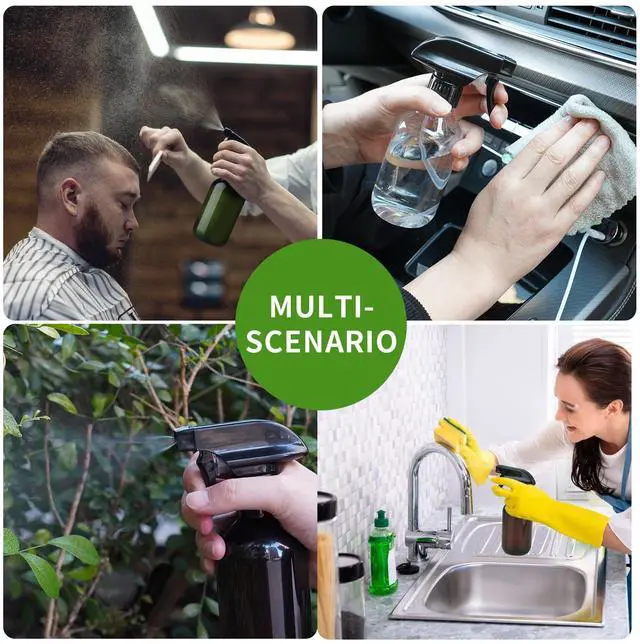 Alt view image 5 of 6 - 2-Pack Leakproof Spray Bottles (300ml/10oz) - Adjustable Nozzle for Fine Mist & Jet Stream | Premium Refillable Plastic Bottles for Hair Styling, Plant Misting, Cleaning Solutions (Clear)