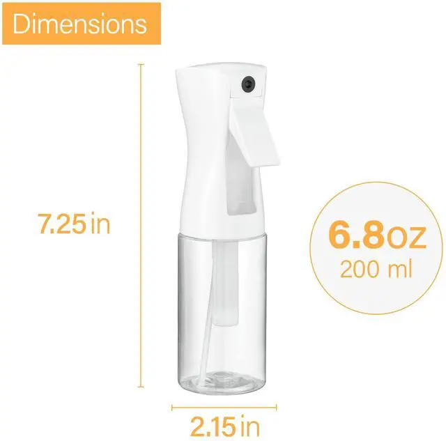 Alt view image 4 of 6 - 2 Pack Continuous Spray Bottles - Ultra Fine Mist Sprayer | Water Spray Bottle For Hair Mister Spray Bottle | Hair Spray Bottles For Hairstyling, Cleaning, Salons - 2pk 6.8 OZ / 200 ML
