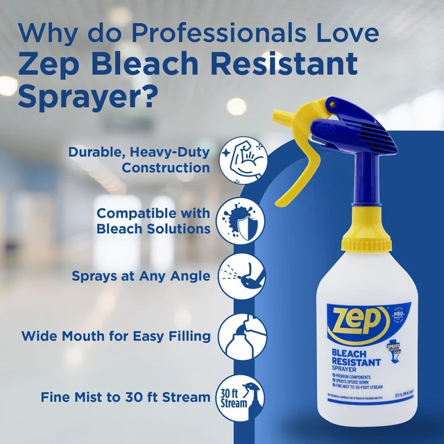 Alt view image 4 of 7 - Bleach Resistant Professional Sprayer Bottle - 32 oz (Pack of 2) - ZUPRO2-30 Foot Stream Spray or a Fine Mist, Adjustable Nozzle Measurements, Bleach Resistant for Up to a Year