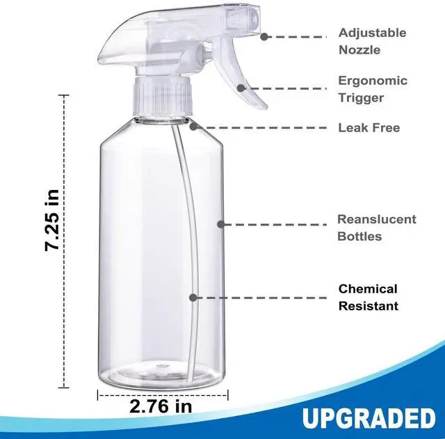 Alt view image 7 of 7 - Spray Bottles - 16.9oz/2Pack - Premium Adjustable Spray Bottles for Cleaning - No Leak And Clog Mister Spray Bottle - Spray Bottle For Hair, Plants, Pet, Vinegar, And Rubbing Alcohol Reagent
