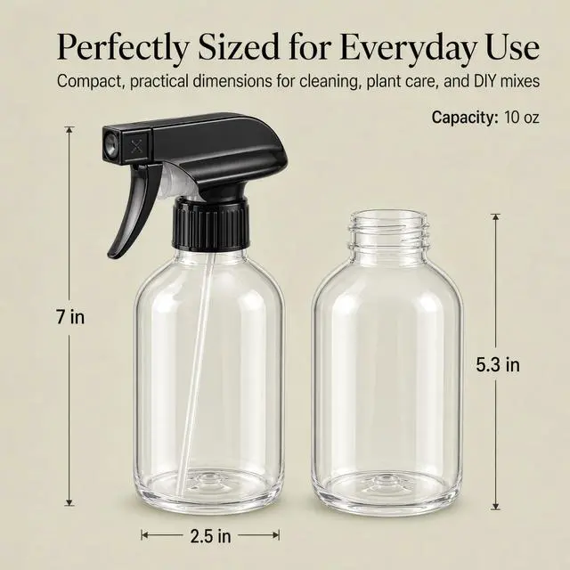 Alt view image 6 of 7 - 2 Pack Plastic Spray Bottles 10 OZ Leak Proof, Adjustable Nozzle, Empty Spray Bottles For Cleaning Solutions, Plants, Pet, Or Diy Spray Bottle