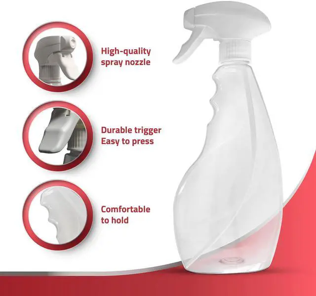 Alt view image 2 of 7 - Large 17oz Spray Bottles For Cleaning Solutions and Gardening, Plant, Water, Durable Trigger Sprayer, Refillable, Spray Bottle for Hair, All Directions, Clear Plastic Bottle 2x 17oz