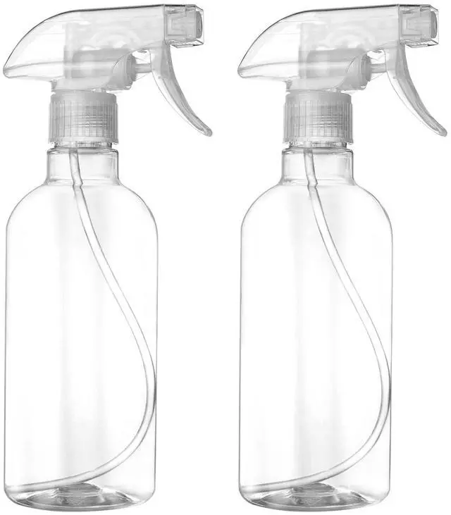 Main image of 2 Pack Spray Bottles for Cleaning 16.9 oz/500 ml Water Empty Spray Bottle Heavy Duty Plastic Clear Squirt Mist Spray Bottle with Nozzle for Hair Plants Pets Alcohol Sprayer Weighing Bottles