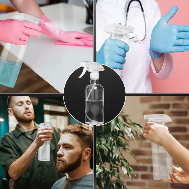 Alt view image 7 of 7 - 2 Pack Spray Bottles for Cleaning 16.9 oz/500 ml Water Empty Spray Bottle Heavy Duty Plastic Clear Squirt Mist Spray Bottle with Nozzle for Hair Plants Pets Alcohol Sprayer Weighing Bottles