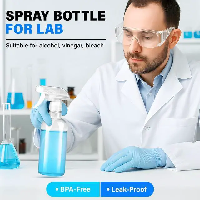 Alt view image 2 of 7 - 2 Pack Spray Bottles for Cleaning 16.9 oz/500 ml Water Empty Spray Bottle Heavy Duty Plastic Clear Squirt Mist Spray Bottle with Nozzle for Hair Plants Pets Alcohol Sprayer Weighing Bottles