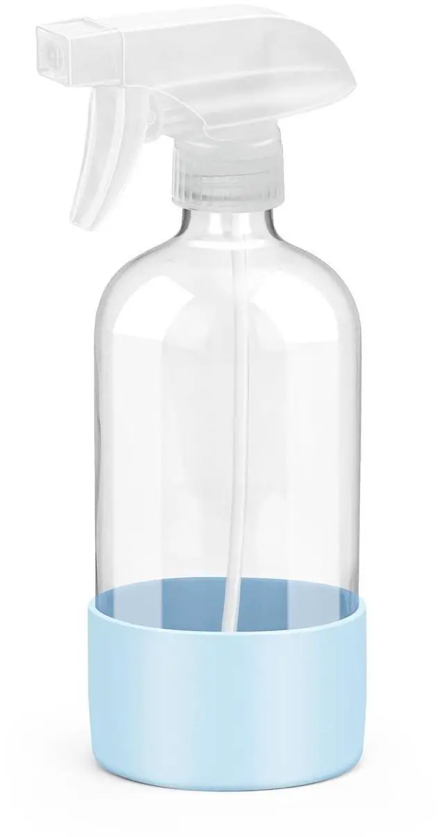 Main image of Glass Spray Bottles with Silicone Sleeve Protection, Empty 16 oz Refillable Containers, Reusable Spray Bottles with Adjustable Nozzle for Hair, Cleaning Solutions, Essential Oils 1 Pack Blue