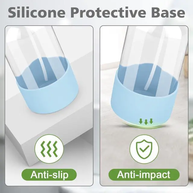 Alt view image 3 of 7 - Glass Spray Bottles with Silicone Sleeve Protection, Empty 16 oz Refillable Containers, Reusable Spray Bottles with Adjustable Nozzle for Hair, Cleaning Solutions, Essential Oils 1 Pack Blue