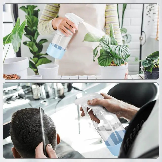 Alt view image 7 of 7 - Glass Spray Bottles with Silicone Sleeve Protection, Empty 16 oz Refillable Containers, Reusable Spray Bottles with Adjustable Nozzle for Hair, Cleaning Solutions, Essential Oils 1 Pack Blue