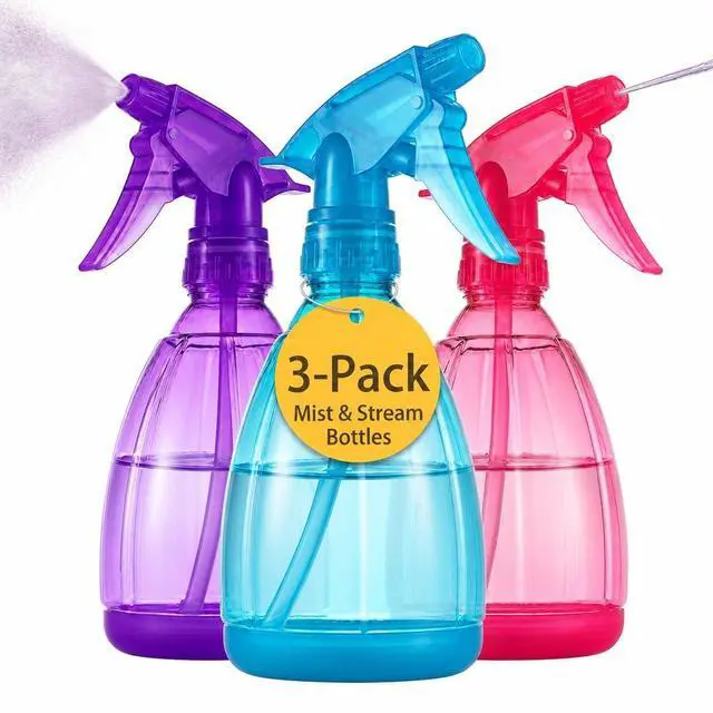 Main image of Plastic Spray Bottles - 12oz (3 Pack) Water Spray Bottle for Hair, Gardening, Grilling & Cleaning Solution - Empty Spray Bottles for Cat - Small Spray Bottle
