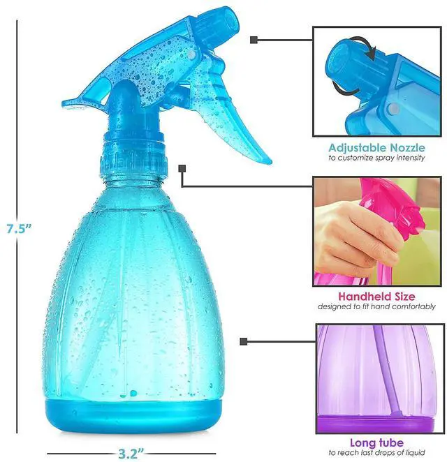 Alt view image 2 of 6 - Plastic Spray Bottles - 12oz (3 Pack) Water Spray Bottle for Hair, Gardening, Grilling & Cleaning Solution - Empty Spray Bottles for Cat - Small Spray Bottle