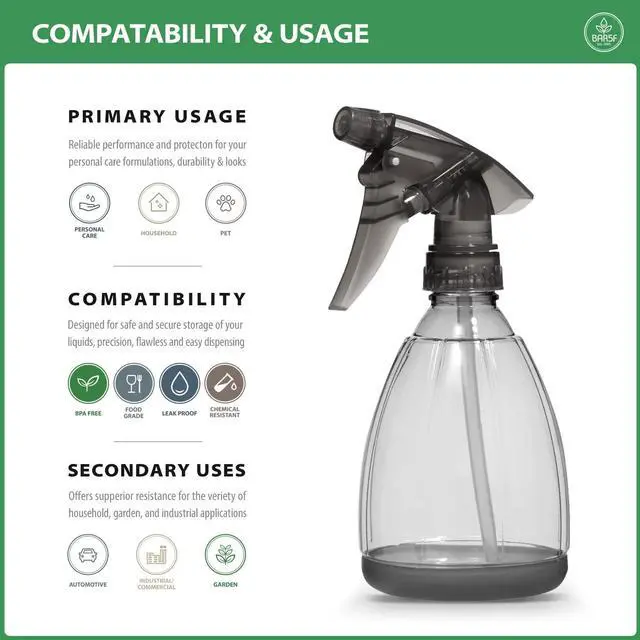 Alt view image 3 of 4 - Plastic Spray Bottle, 12 oz, Smoke Grey