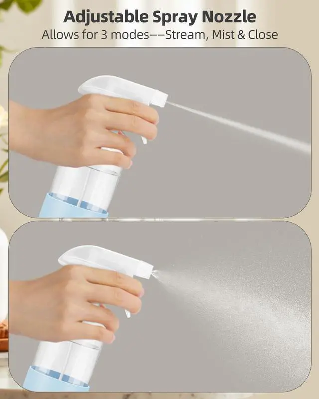 Alt view image 3 of 7 - 2 Pack Glass Spray Bottles 8 oz, Empty Refillable Containers with Silicone Sleeve Protection, Glass Spray Bottles for Cleaning Solutions, Hair and Plants with Adjustable Nozzles Blue&Grey