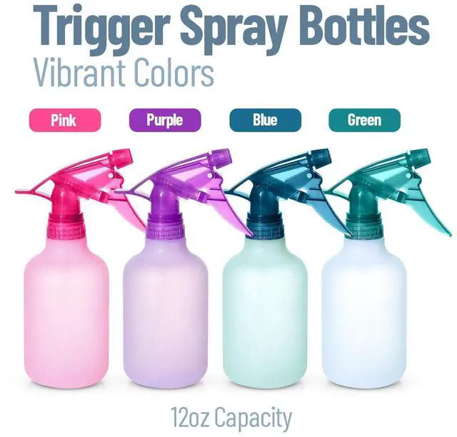 Alt view image 2 of 7 - Refillable Stream and Spray Colored Squirt Bottles - 12oz Refillable Mister Bottle for Cleaning Solutions, Gardening, Grooming and Hair Salon COLORS MAY VARY | 3-BOTTLES