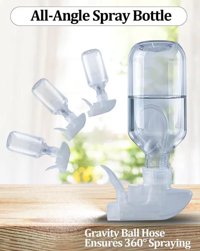 Alt view image 3 of 7 - 2 Pack 360° Spray Bottles, 10 oz Plastic Small Containers with Adjustable Spray Nozzles, Spray Bottles for Hair, Cleaning Solutions, BBQ and Plants Clear
