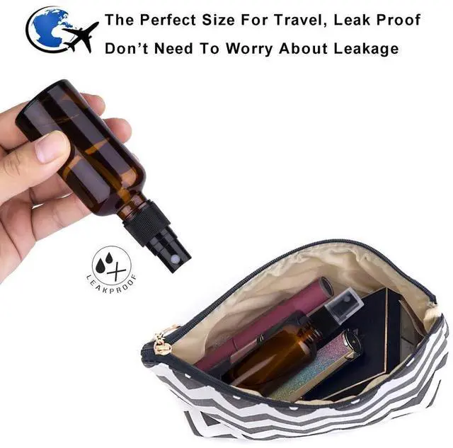 Alt view image 4 of 7 - 2oz Amber Glass Spray Bottles for Essential Oils, Small Empty Spray Bottle, Fine Mist Spray, Set of 3