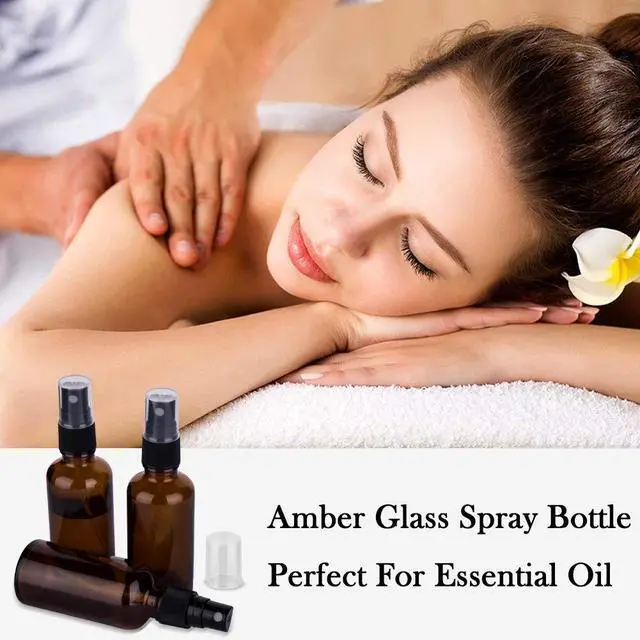 Alt view image 6 of 7 - 2oz Amber Glass Spray Bottles for Essential Oils, Small Empty Spray Bottle, Fine Mist Spray, Set of 3