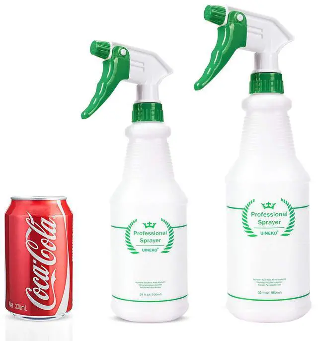 Alt view image 3 of 7 - Plastic Spray Bottle 2 Pack, 32 Oz, All-Purpose Heavy Duty Spraying Bottles Leak Proof Mist Empty Water Sprayer for Cleaning Solution, Essential Oils, Hair, Planting with Adjustable Nozzle - Green