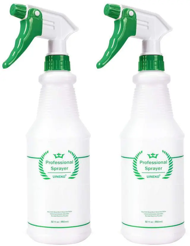 Main image of Plastic Spray Bottle 2 Pack, 32 Oz, All-Purpose Heavy Duty Spraying Bottles Leak Proof Mist Empty Water Sprayer for Cleaning Solution, Essential Oils, Hair, Planting with Adjustable Nozzle - Green