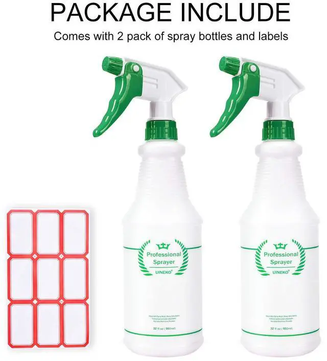 Alt view image 4 of 7 - Plastic Spray Bottle 2 Pack, 32 Oz, All-Purpose Heavy Duty Spraying Bottles Leak Proof Mist Empty Water Sprayer for Cleaning Solution, Essential Oils, Hair, Planting with Adjustable Nozzle - Green