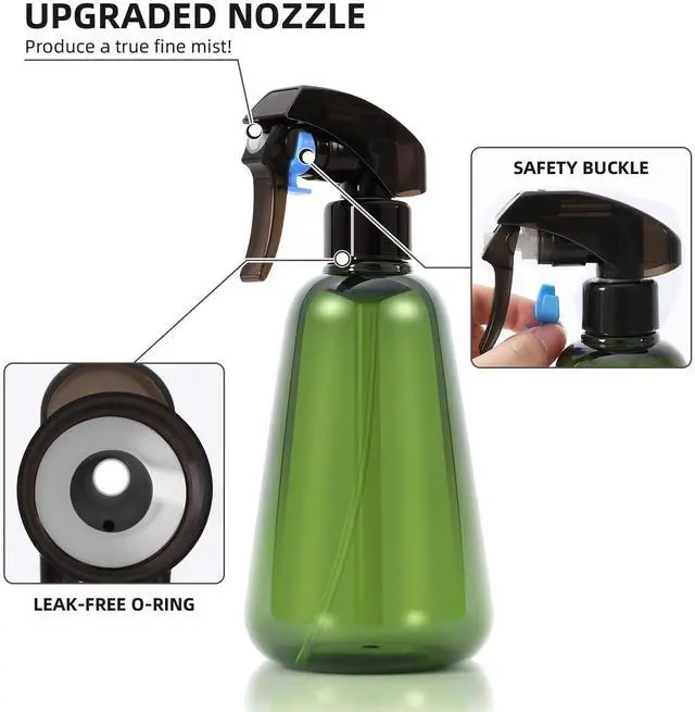 Alt view image 3 of 7 - Spray Bottle for Plants 2 Pack, 16oz - Ultra Fine Mist, Plant Mister Empty Spray Bottles Indoor, Leak Proof Misting Water Sprayer Bottle for Gardening, Plant Care, Hair Care, Cleaning Solutions