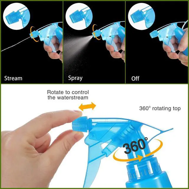 Alt view image 4 of 7 - 8 Oz Empty Plastic Spray Bottles with Adjustable Nozzle - Durable Trigger Sprayer with Mist & Stream Modes - Refillable Sprayer for Taming Hair, Hair styling, Watering Plants, Showering Pets - 4 Pack