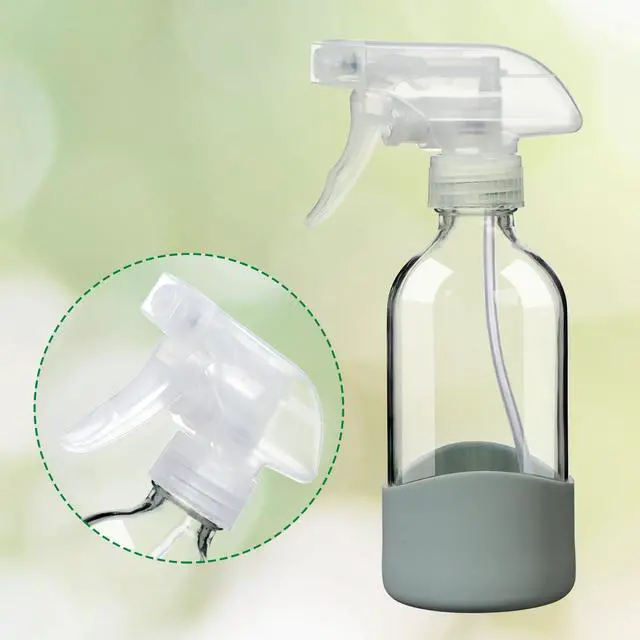 Alt view image 3 of 4 - 8oz Clear Glass Spray Bottles with Silicone SleeveRefillable Spray Bottles for Cleaning Solutions,Hair,Plants&Essential OilsLeakproof,Adjustable Nozzle,Reusable,Eco-Friendly (1 Pack)
