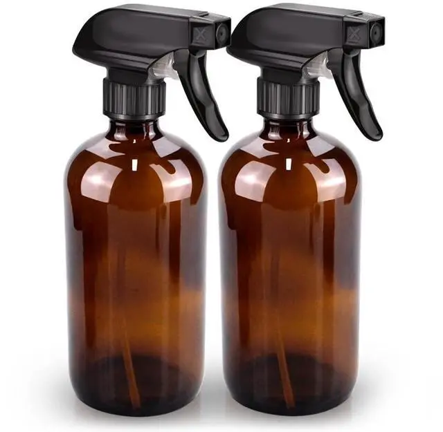 Main image of Glass Spray Bottle, Amber Glass Spray Bottle Set & Accessories Refillable for Plants Window Cleaners Aromatherapy Facial Hydration Watering Flowers Hair Care (2 Pack/16 oz) (Amber)