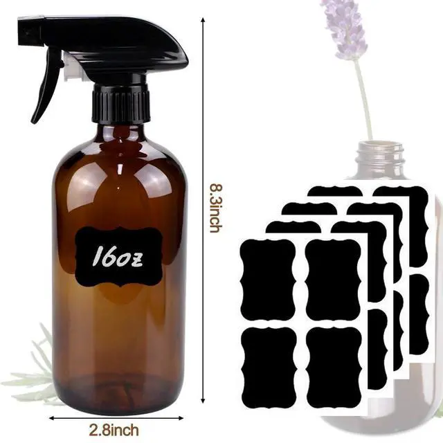 Alt view image 5 of 6 - Glass Spray Bottle, Amber Glass Spray Bottle Set & Accessories Refillable for Plants Window Cleaners Aromatherapy Facial Hydration Watering Flowers Hair Care (2 Pack/16 oz) (Amber)