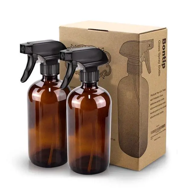 Alt view image 6 of 6 - Glass Spray Bottle, Amber Glass Spray Bottle Set & Accessories Refillable for Plants Window Cleaners Aromatherapy Facial Hydration Watering Flowers Hair Care (2 Pack/16 oz) (Amber)