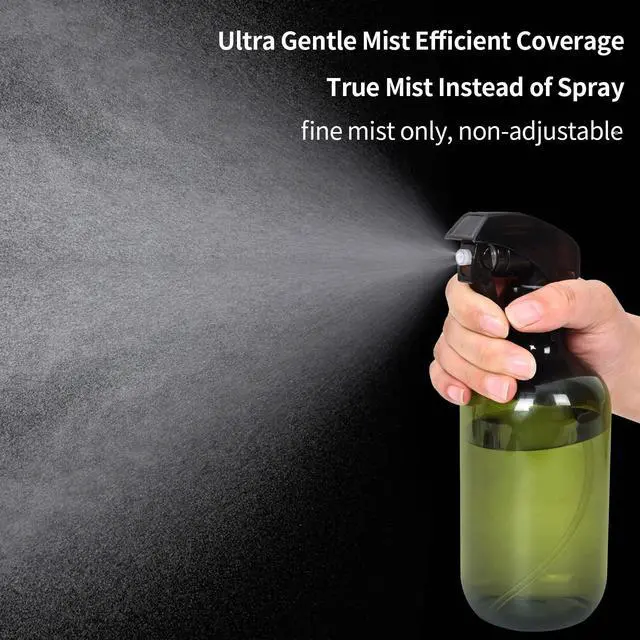 Alt view image 3 of 6 - Cleaning Spray Bottles for Plants Misters Inside, 2 Pack 16.9 oz Squirt, Water Spray Bottle Mist Sprayer, No Leak Hair Mister Empty Adjustable Nozzle (Green)