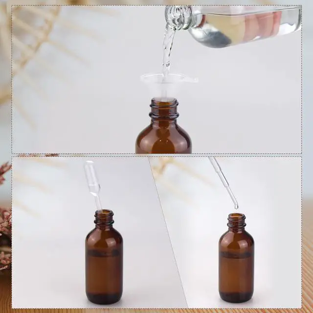 Alt view image 4 of 7 - 2 oz Mini Glass Spray Bottles, Empty Small Spray Bottles with Funnel Dropper, Fine Mist for Hair, Travel, Plants, Cleaning Solutions and Skin Care (4 Pack Amber)