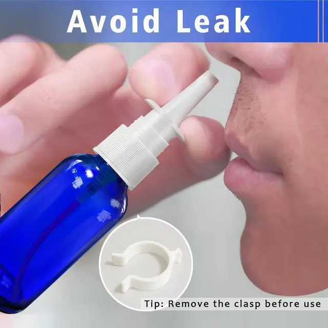 Alt view image 6 of 6 - Nasal Spray Bottle Spray Glass Bottles 4Pcs 1oz (30ml) with Press Spray Head Refillable Portable Fine Mist, funnel, dropper,label, empty nose spray glass bottle blue nasal spray bottle