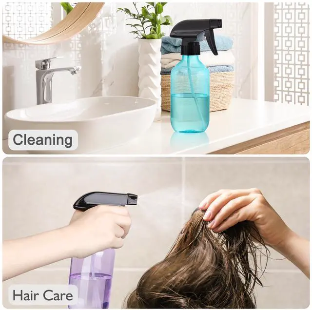 Alt view image 4 of 6 - Empty Spray Bottles,10 oz Refillable Water Spray Bottle Adjustable Nozzle Mist/Stream Squirt Bottle for Hair Styling Watering Plants Cleaning Products