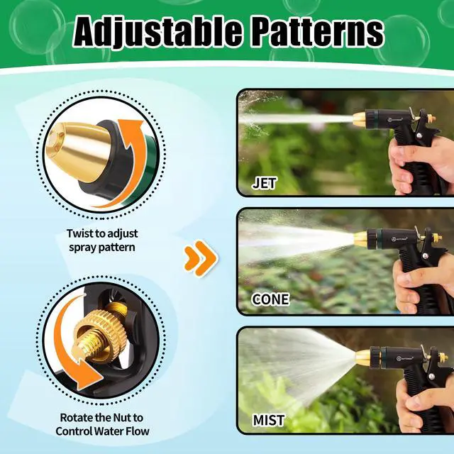 Alt view image 2 of 7 - Garden Hose Nozzle Sprayer, Heavy Duty Water Hose Nozzle, High Pressure Spray Nozzles, Adjustable Nozzle for hose Outddor, Washing Car, Cleaning Ground, Watering Plants