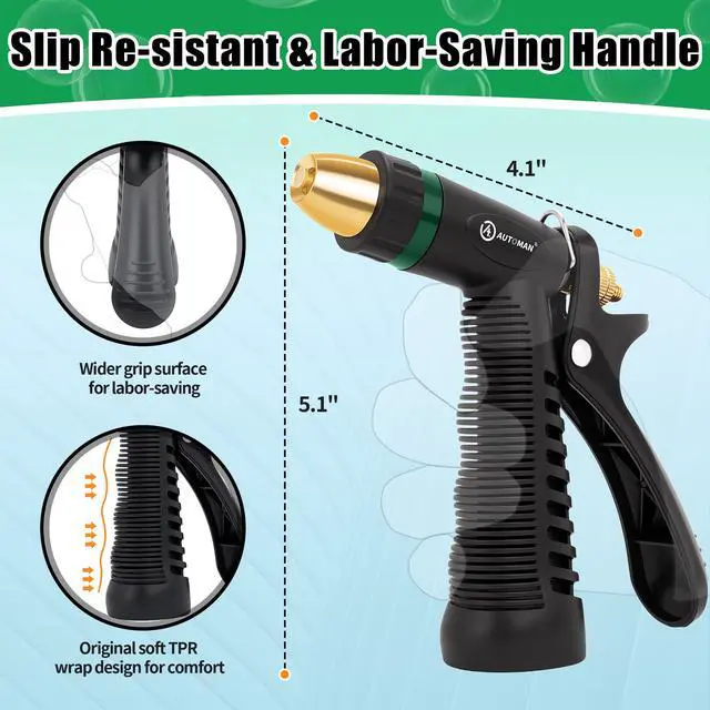 Alt view image 4 of 7 - Garden Hose Nozzle Sprayer, Heavy Duty Water Hose Nozzle, High Pressure Spray Nozzles, Adjustable Nozzle for hose Outddor, Washing Car, Cleaning Ground, Watering Plants