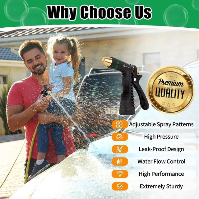 Alt view image 7 of 7 - Garden Hose Nozzle Sprayer, Heavy Duty Water Hose Nozzle, High Pressure Spray Nozzles, Adjustable Nozzle for hose Outddor, Washing Car, Cleaning Ground, Watering Plants
