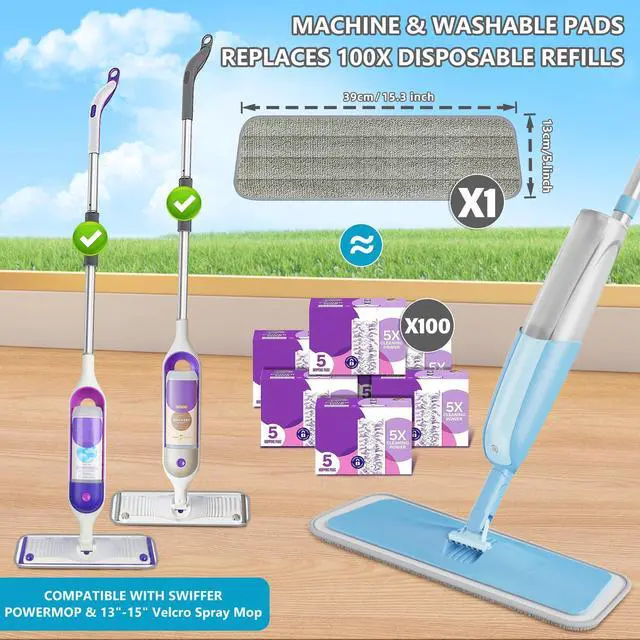 Alt view image 2 of 7 - Spray Wet Mops for Hardwood Floor Cleaning: Floor Mop with 3 Washable Pads for Swiffer Powermop - Refillable Dust Dry Mop Home Commercial Mops for Wood Laminate Ceramic Tiles Vinyl