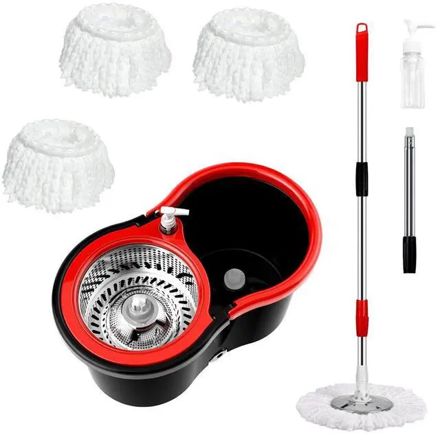 Main image of Mop and Bucket with Wringer Set 360° 3psc Microfiber Spin Mop with Bucket and Dual Mop Heads Self Wringing Spinning Mop for Office and Home Use (20QT)