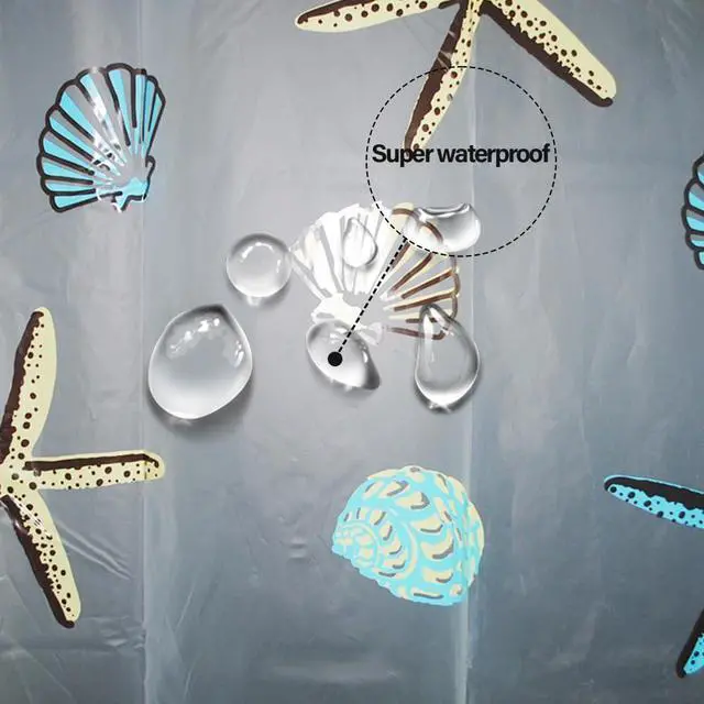 Alt view image 3 of 6 - Plastic Shower Liner - Premium PEVA 4G Shower Curtain Liner with Rustproof Grommets and 3 Weighted Magnets, Waterproof Shower Curtains for Bathroom (Starfish)