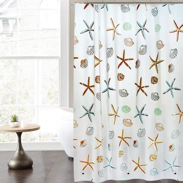 Alt view image 6 of 6 - Plastic Shower Liner - Premium PEVA 4G Shower Curtain Liner with Rustproof Grommets and 3 Weighted Magnets, Waterproof Shower Curtains for Bathroom (Starfish)