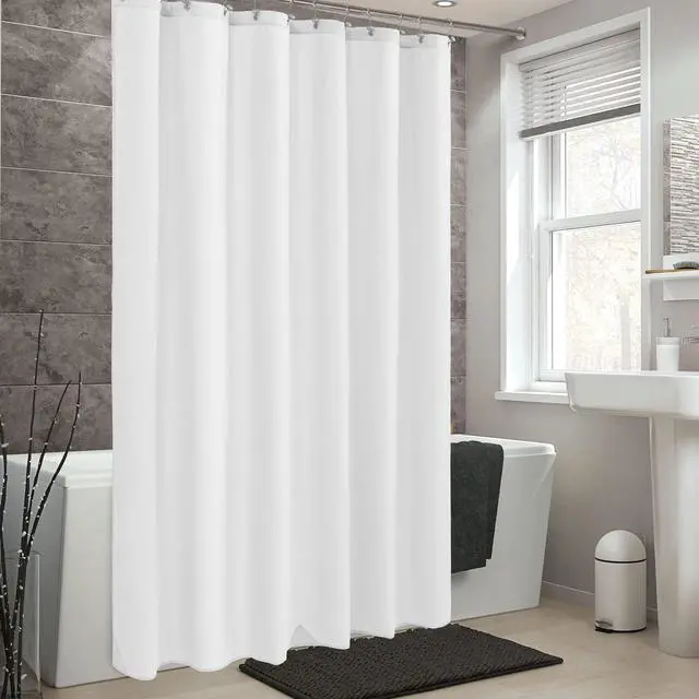Alt view image 6 of 7 - Waterproof Fabric Shower Curtain Liner with 3 Magnets - Soft Hotel Quality Cloth Shower Liner, Light-Weight & Machine Washable - Standard Size 72x72, White