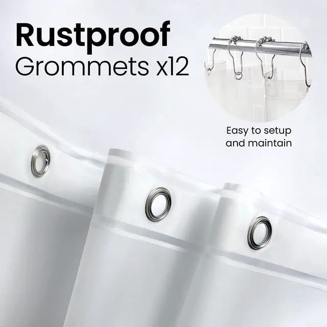 Alt view image 4 of 5 - LiBa Bathroom Shower Curtain Waterproof Plastic Shower Curtain Premium PEVA Non-Toxic with Rust Proof Grommets Clear 8G Bathroom Accessories 72x72