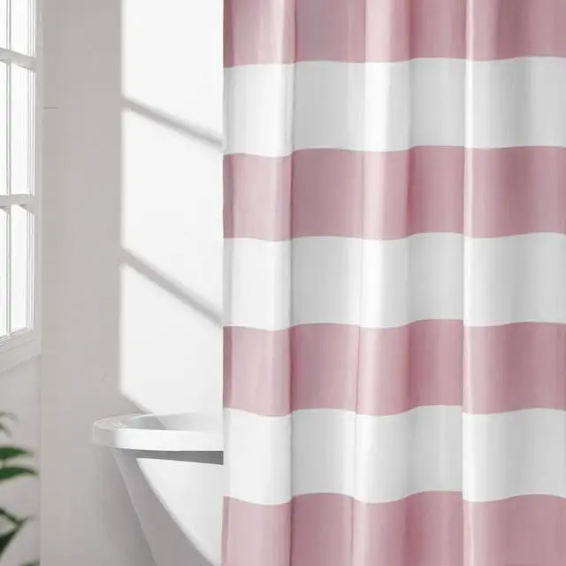 Alt view image 2 of 7 - Bathroom Shower Curtain, Water Resistant Fabric with Rust Proof Grommets & Hooks, Weighted Hem, Machine Washable, 72"x72", Light Brown, Beige