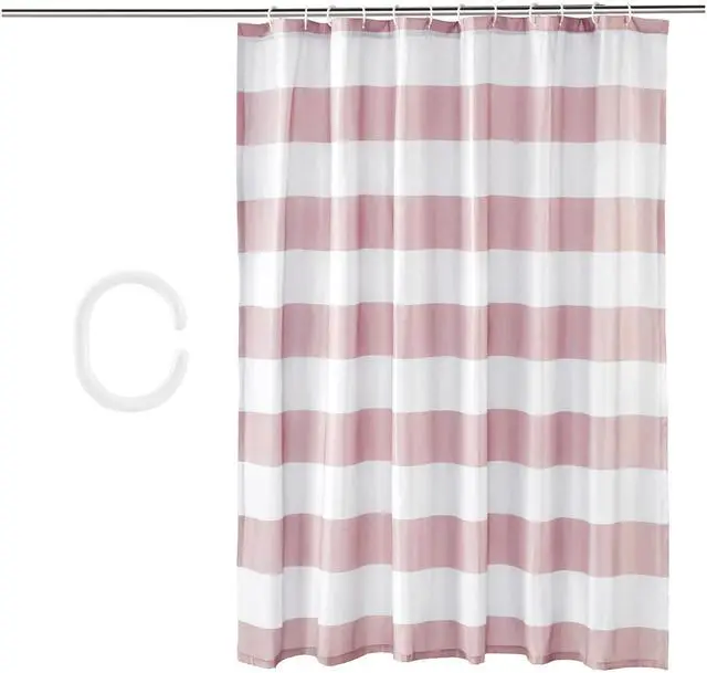Alt view image 6 of 7 - Bathroom Shower Curtain, Water Resistant Fabric with Rust Proof Grommets & Hooks, Weighted Hem, Machine Washable, 72"x72", Light Brown, Beige