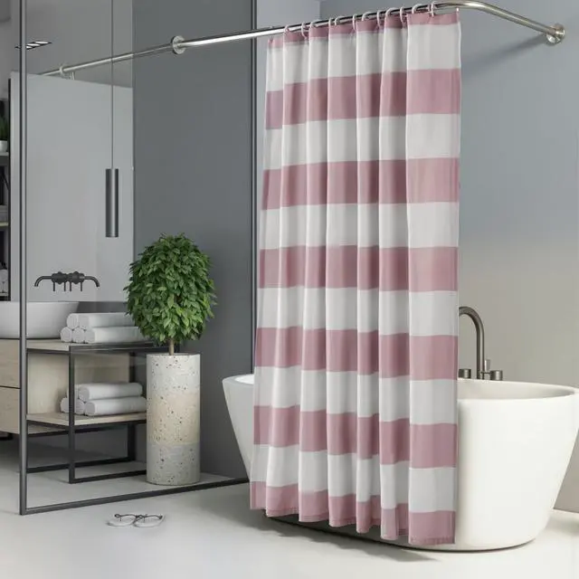 Alt view image 5 of 7 - Bathroom Shower Curtain, Water Resistant Fabric with Rust Proof Grommets & Hooks, Weighted Hem, Machine Washable, 72"x72", Light Brown, Beige